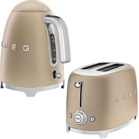 Resim Smeg 50's Style Special Edition KLF03CHMEU Mat Gold Kettle ve 1x2 TSF01CHMEU Mat Gold Ekmek Kızartma Makinesi Seti 
