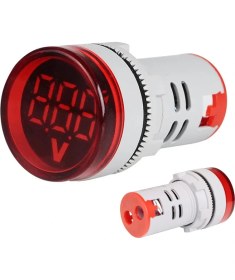 Resim Intercom AD22-22V-DC 22MM Kırmızı Mini Yuvarlak Dijital Dc Volt Ölçer 