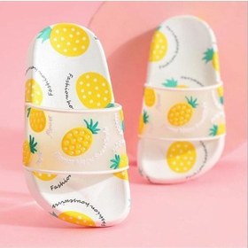 Resim Meyveli Çilek Ananas Kaydırmaz Taban Günlük Banyo Bahçe Plaj Havuz Çocuk Terliği Sarııııı Meyvelii 