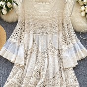 Resim YENİ Bohem Tarzı Vintage Kadınlar İçin Gevşek Delikli Çiçek Tasarımlı Kısa Midi Etek 