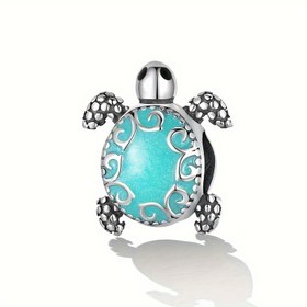 Resim Vintage Kaplumbağa Charm Boncuk, Büyük Delikli Okyanus Mavisi Çinko Alaşım Boncuk, DIY Bileklik ve Takı Yapımı Aksesuarları İçin Uygun 