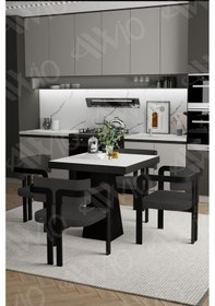 Resim Avvio Lexus Lake Mdf Ayak Tokyo Demonte Sandalye 80x80 Yemek Masası Mutfak Masası 4 Kişilik Beyaz 