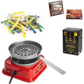 Resim Kefo Mini Kare Elektrikli Ocak+Kefo Gold Kömür+Sipsi+Folyo (405449486) 
