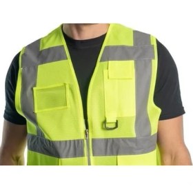 Resim ForWhat Personel İş Güvenliği İçin Fileli Cepli Sarı Reflektörlü Xl İkaz Yeleği 