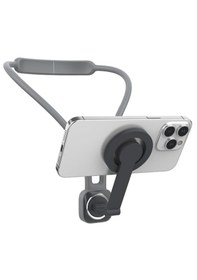 Resim Magsafe Uyumlu 360 Boyun Askılı Telefon Tutucu Sabitleyici Gezi Video Çekimi Tutacağı Oyun Askılı Telefon Tutucu Mıknatıslı Video Çekim Telefon Tutacağı Gri 