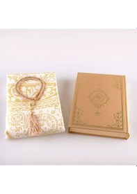 Resim Seccade + Tesbih + Kuran Hediye Seti Çanta Boy, Yeni Cilt, Gold 