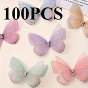 Resim 100 Adet Mini El Sanatları Kelebekleri - 3D Simülasyon Pastel Kelebek Süslemeleri, Kendin Yap El İşi için Uygun, Tatil Dekorasyonları, Tebrik Kartı Süslemeleri, Albüm Süslemeleri, Düğün Dekorasyonları 