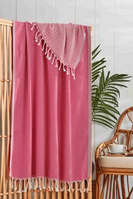 Resim Fula Kırmızı Peştamal 90x180 cm - Kırmızı / 100x180 