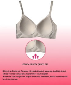 Resim Alya Underwear Kadın Lazer Kesim Dikişsiz Çıkarılabilir Pedli Hayalet Sütyen Siyah Açık Gri 