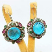 Resim Bulut Mavisi Akuamarin Taşlı Otantik Gümüş Küpe F1600515 