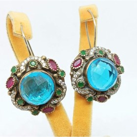 Resim Bulut Mavisi Akuamarin Taşlı Otantik Gümüş Küpe F1600515 