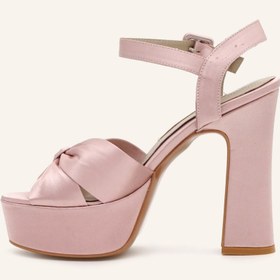 Resim MARCATELLI Pembe Saten Adel Platform Topuklu Ayakkabı 