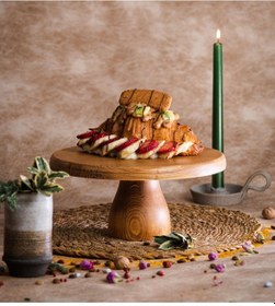 Resim 2 Li Risus&lucca Top Ayaklı 29 Cm Ve 29 Ahşap Pasta Sunum Tabağı 