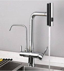 Resim Mutfak Eviye Bataryası Dual Flow Arıtma Çıkışlı Duş Şelale 4 Fonksiyonlu Spiralli 