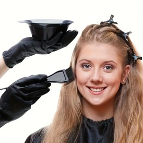 Resim 4 parça profesyonel saç boyama seti, tarak, fırça ve karıştırma kabı dahil, kuaför yağlama araçları, saç şekillendirme ve boyama seti - evde salon kalitesinde mükemmel DIY boyama ve ağartma, saç bakım aksesuarları ve boyama araçları 