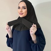 Resim Solid Color Hijab Snap Button Ayarlanabilir Başörtüsü Rahat Elastik Turban Ramazan Kapüşonlu Şapka Kadınlar İçin 
