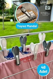 Resim ongu home 48'li Yaysız Mandal Modern Kırılmaz Mandal (GRİ - BEYAZ) 