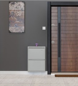 Resim Kaser Metal 2 Li Metal Ayakkabılık Gri 