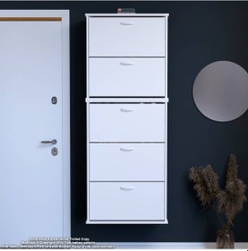 Resim Modilayn Varbi Umay' 2 Li Asma Kapı Önü 72 X181x 25, 5 Cm Lik 5 Düşer Kapak 10 Göz Bölmeli Ayakkabılık Beyaz 