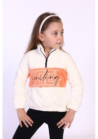 Resim Toontoy Kids Toontoy Kız Çocuk Nakışlı Peluş Sweatshirt Ekru 