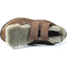 Resim O.S Hakiki Yağlı Deri Kahve Kürklü Cırtlı Erkek Çocuk Bot Çok Renkli 