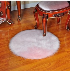 Resim Şık Ve Yumuşak Yün Halı - 60 Cm Çapında Yuvarlak Salon Ve Yatak Odası Dekoru 