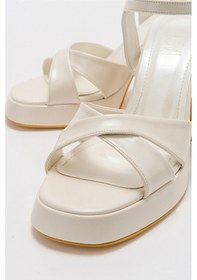 Resim Luvishoes Henry Sedef Cilt Kadın Platform Topuklu Ayakkabı Sedef 