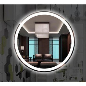 Resim Global Led Mirror 50 cm Yuvarlak Ledli Ayna Antrasit Dresuar Hol Koridor Duvar Salon Banyo Wc Ofis Çocuk Yatak Odası Boy 