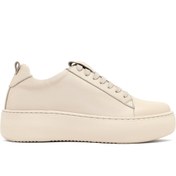 Resim Derimod Kadın Bej Bağcıklı Kalın Tabanlı Deri Sneaker 25AFD290218 