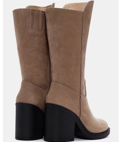 Resim Lana Kadın Bej Gerçek Deri Topuklu Kadın Çizme Bej 