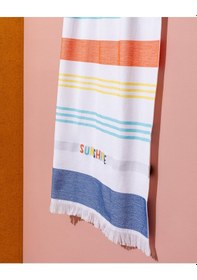 Resim Madame Coco Lumine Pamuklu Plaj Havlusu - Beyaz/turuncu - 70x150 Cm 8684427222751 Çok Renkli 
