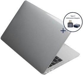 Resim McStorey MacBook Air M1 Kılıf 13 inç Sert Şeffaf Hardcase – A2337 / A2179 / A1932 Uyumlu Kristal Parlak Çizilmez + USB Adaptör Gri 