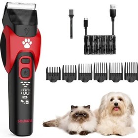 Resim Willowhaven Scttomon Yüksek Güçlü Kırmızı Usb Şarjlı Evcil Hayvan Tıraş Makinesi 4 Bıçak Lcd Ekran 
