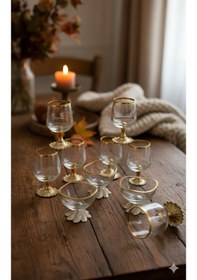 Resim Çnr Home Collection 12 Parça Gold Kahve Yanı 6 Lı Su Bardağı & 6 Lı Lokumluk-şekerlik 23548574 Gold 