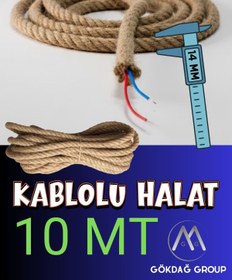 Resim GÖKDAĞ GROUP 10 MT KABLOLU JÜT HALAT AYDINLATMA DEKORATİF HASIR 14 MM 