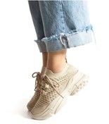 Resim ALEMDAR AYAKKABI OPAL Vizon Triko Taş Detay Kadın Sneakers 