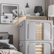 Resim 4 adet Büyük Kapasiteli Oxford Kumaş Depolama Kutusu Açık Pencere ile - Elbise, Yorgan ve Battaniye için İdeal | Dayanıklı, Katlanabilir Düzenleyici Çantalar Dolap, Taşınma ve Paketleme için, Elbise Düzenleyici Depolama, Yatak Altı Depolama 