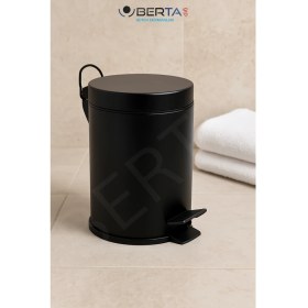Resim Berta Hijyen Siyah Pedallı Metal Çöp Kovası 3lt Paslanmaz Çelik Iç Kovalı Banyo Tuvalet Mutfak Balkon Ofis 