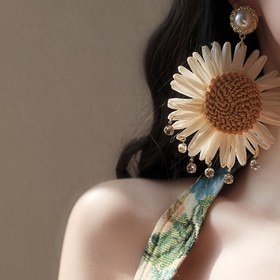Resim Bohemian Tarzı Raffia Ayçiçeği Küpeleri, 2025 Yeni Çıkış - Abartılı ve Lüks Yazlık, Anneler Günü Hediyesi ve Plaj Gezileri İçin Harika 