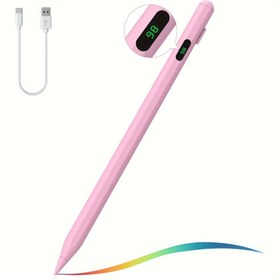 Resim [1pc Şarj Edilebilir Aktif Stilus Kalem] Şarj Edilebilir Aktif Kalem, Evrensel Uyumluluk, Hassas Çizim ve Yazma Stilus Manyetik Uç ile, Dayanıklı ve Taşınabilir Tasarım, iPad Air ve Android Cihazlar için Lityum Polimer Batarya ile 