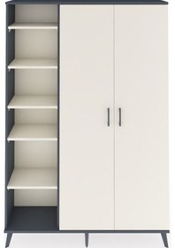 Resim Arges Dolap 7 Raflı 2 Kapaklı Tek Askılı 132x30x195 Antrasit-aytaşı/aytaşı Aytası/aytası 