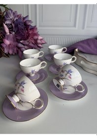 Resim Türk Kahve Fincanı Iris 6 Kişilik 12 Parça Renkli 