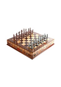 Resim Metal Mısır Satranç Takımı Antik Ve El Yapımı Masif Ahşap Sandıkl 