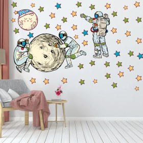 Resim Echo Home Astronotlar ve Uzay Temalı Çocuk Odası Duvar Sticker 