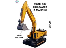 Resim Brother Toys Büyük Boy Metal Kepçeli Paletli Kepçe Ekskavatör Oyuncak Iş Makinesi Makinası 28 Cm. 