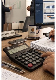 Resim Hesap Makinesi Siyah 14x19 Cm 1 Adet Cockpıt Ck-662 12 Haneli Büyük Boy Hafızalı Ofis Büro Masaüstü Hesap Makinası 