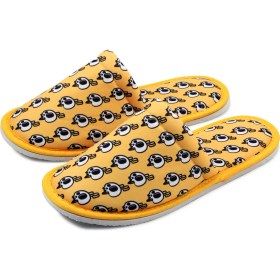 Resim Chochili Erkek Sarı Şimşekli Kurukafa Desenli Yumuşak Tabanlı Ev Terlik 