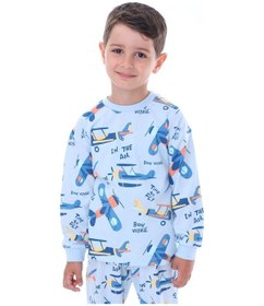 Resim Zuzunga Time To Fly Mavi Desenli Çocuk Pijama Takımı Mavi 