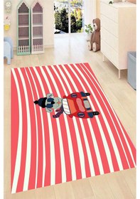 Resim Dijital Baskılı Kırmızı Araba Desenli Dekoratif Yıkanabilir Kaymaz Taban Çocuk Halısı Çok Renkli 