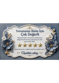 Resim 3d Tasarım İşletme Yorum Kartı Sipariş Teşekkür Kartı Mavi 